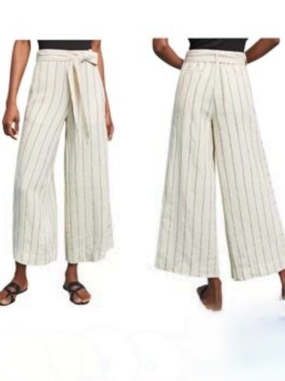 Anthropologie Portia Striped Linen Wide-Leg Pants